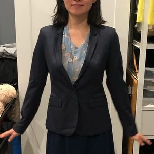 Zara Navy Blue Waist Fitted Blazer - Size US 4